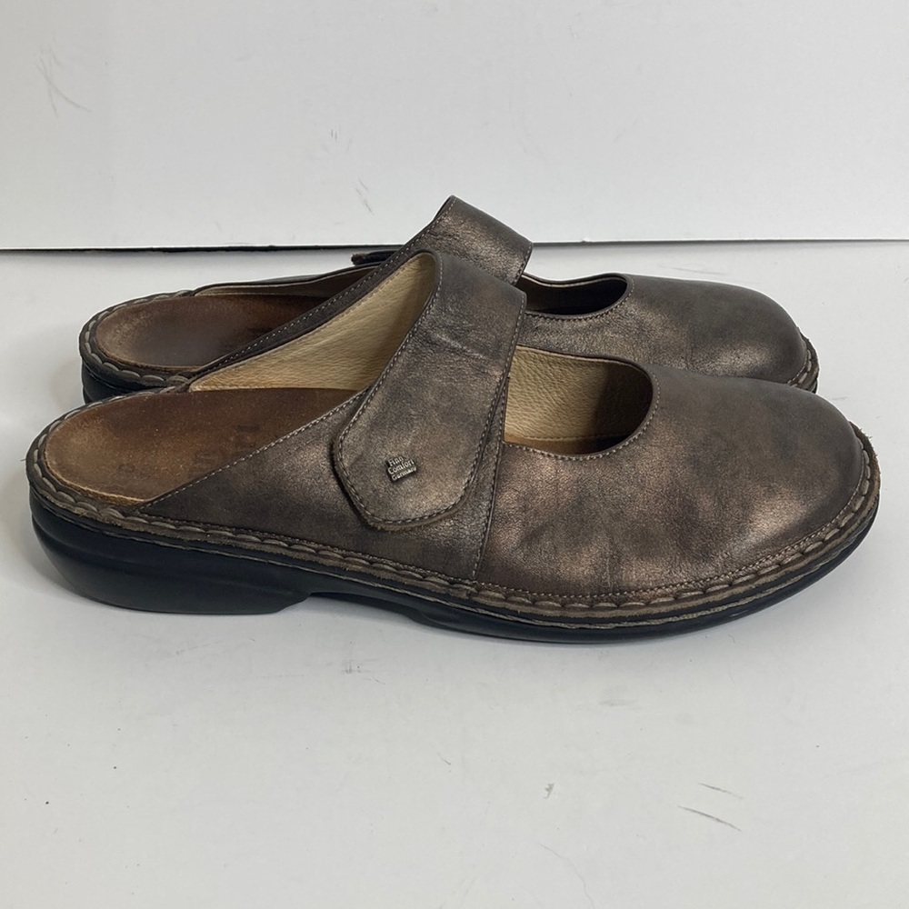 Finn Comfort Mary Jane Shoes Womens 42 11 Bronze Brown Leather Slip On Mules